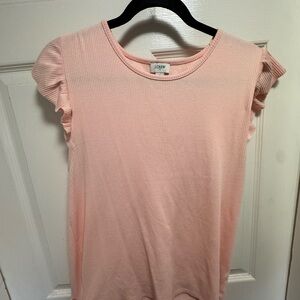 J. Crew Pink Ruffle Sleeve Top